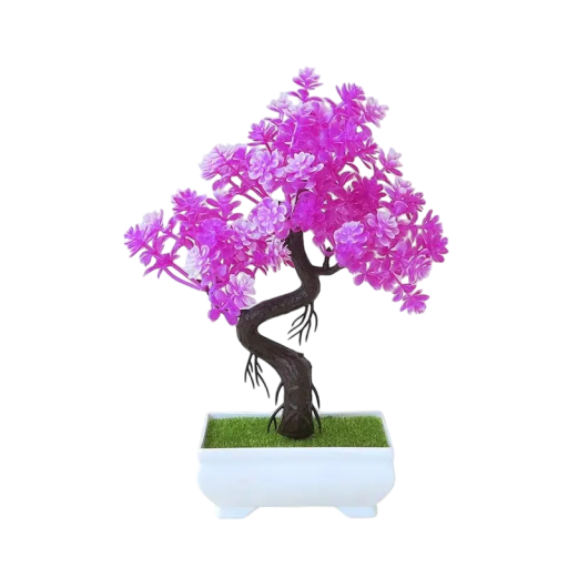 Albero bonsai artificiale altezza 24 cm Bonsai in vaso Fiore finto Decorazione per la casa Piccolo albero artificiale Decorazione domestica per mensola o tavolo