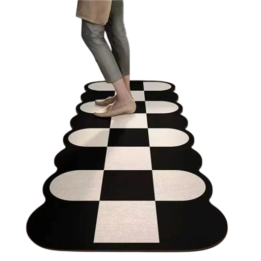 Alfombra antideslizante de 40 x 120 cm con diseño de azulejos retro, para cocina, larga, para sala de estar, baño, absorbente, para el hogar