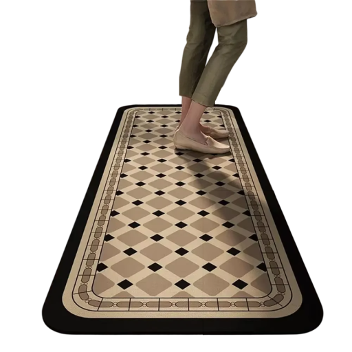 Alfombra antideslizante de 40 x 120 cm, felpudo para cocina, baño, diseño de azulejos retro, absorbente, para pasillo, decoración del hogar