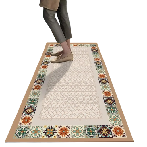 Alfombra antideslizante de 40 x 60 cm, absorbente, para cocina, baño, diseño retro de azulejos, para dormitorio, pasillo y suelo.