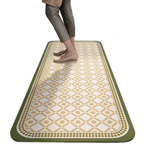 Alfombra antideslizante de 40 x 60 cm con diseño de azulejos retro, absorbente, para cocina, baño, pasillo, dormitorio y salón.
