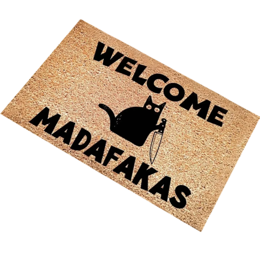 Alfombra felpudo 60 x 40 cm Motivo gato Almohadilla reforzada Grosor 0,7 cm Decoración hogar Salón Cocina Dormitorio Baño