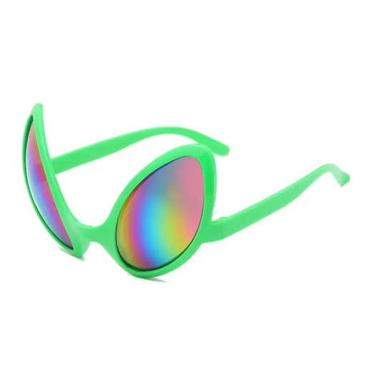 Alien Sunglasses 13.5 x 8.5 cm Futuristic Glasses with Rainbow Lenses Retro Festival Glasses Carnival and Party Accessory