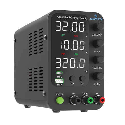 Alimentatore da laboratorio 300W 30V 10A 220V Spina EU Display LED USB-A USB-C 20W Ricarica rapida OCP OPN Codificatore Cavi di misurazione