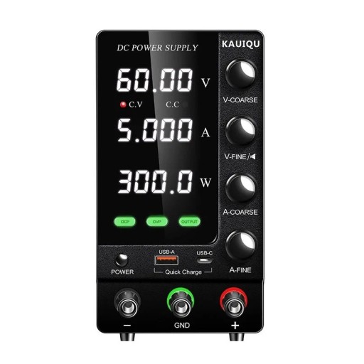 Alimentatore da laboratorio 60V 5A 300W OCP OVP USB-A USB-C LED display Interruttore di uscita Carica LiFePO4 Rilevamento sovraccarico Raffreddamento