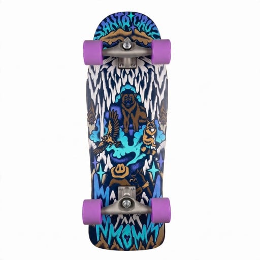 Állatos mintás skateboard 77,6 cm 30,54 hüvelyk Többrétegű fa lap kicktail-lel Lila kerekek és kék nyomtatás Városi használatra