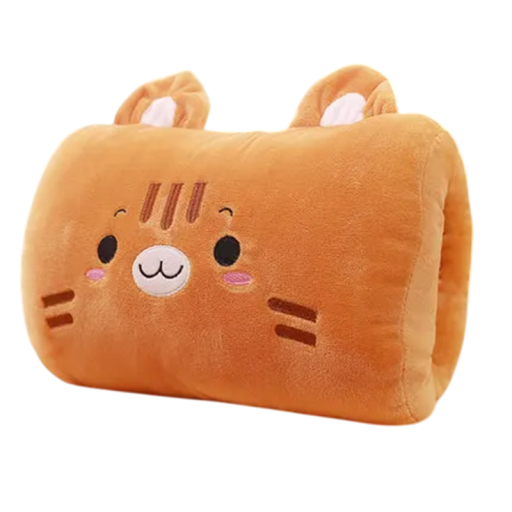Almofada com abertura para as mãos 32 x 21,5 cm Almofada de pelúcia castanha Motivo animal Design adorável Almofada para as mãos Confortável relaxamento em viagem