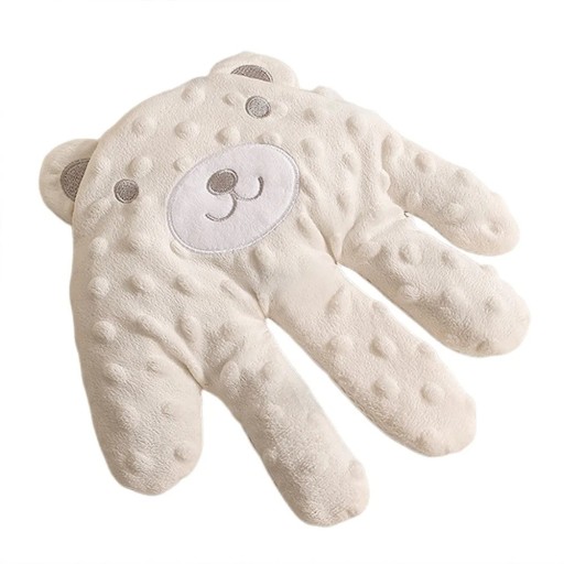 Almofada infantil calmante 26 x 24 cm Forma de ursinho Acessório de pressão para bebés com mãos e controlo remoto Algodão Poliéster