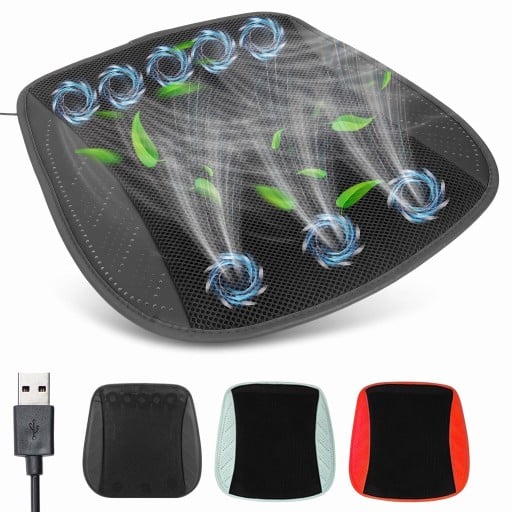 Almofada ventilada para cadeira e carro com 8 ventiladores alimentação USB 3 níveis de ventilação Superfície em rede Para escritório