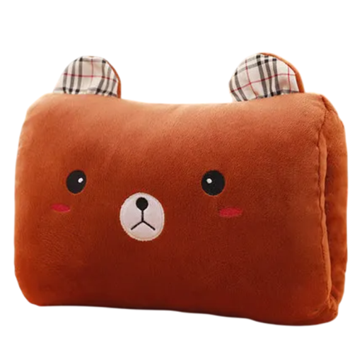 Almohada con orificio para la mano 32 x 21,5 cm Diseño de oso marrón Almohada suave de peluche Soporte para la mano Almohada cómoda para dormir y descansar