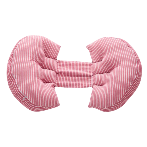 Almohada de embarazo multifuncional en forma de U para dormir, de fibra de bambú y algodón, con altura ajustable, diseño transpirable, almohada de lactancia rosa con rayas blancas