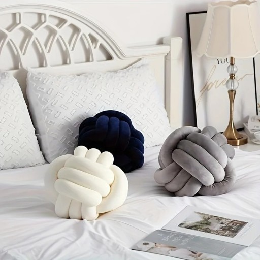 Almohada decorativa en forma de nudo Bola para cama o sofá Accesorio de diseño suave elaborado en felpa Relleno de fibra hueca Textiles para el hogar