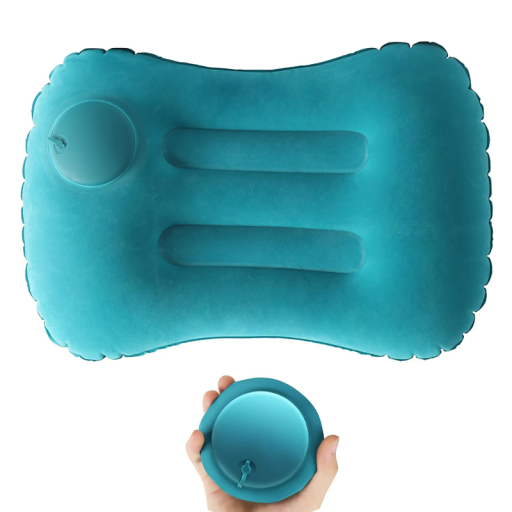 Almohada Inflable Portátil 43x28x10 cm Soporte para Cuello y Espalda Almohada de Viaje con Válvula Ligera Plegable 120 g Relajación