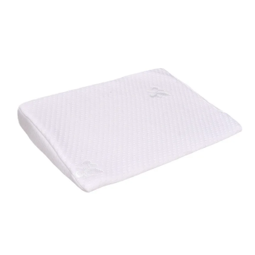 Almohada para bebé de 36 x 32 cm, inclinada 15°, antivibración, color blanco, reposacabezas con cuña, ideal para cochecito y cuna.