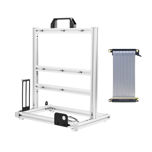 Aluminium öppen PC-chassi 26x20x34 cm Vertikal GPU-hållare med PCI-E 4.0 förlängningskabel 26 cm Datormontering