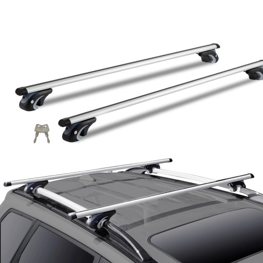Aluminium Roof Bars 1370 x 72 x 106 mm Lockable Adjustable for Raised Rails Load Capacity 90 kg Aerodynamic Bars