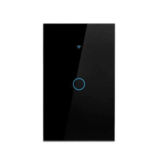 Älykäs kosketusseinäkytkin WiFi Bluetooth 1-kellari 12 x 7,2 cm LED-taustavalo Mobiiliohjaus Alexa Google Home Karkaistu lasi
