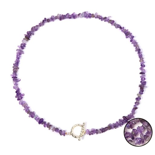 Amethyst-Halskette 45 cm verstellbar lila Steine Kette in Goldfarbe mit Karabinerverschluss aus Zinklegierung Für Partys und Alltag
