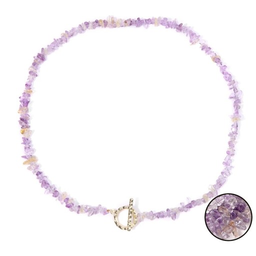 Ametrine Necklace 45 cm Adjustable Purple-Yellow Stones Gold-Coloured Chain Zinc Alloy Lobster Clasp For Parties and Everyday Wear