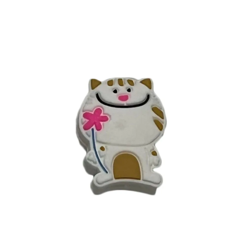 Amortiguador de vibraciones para raquetas de tenis Accesorio de silicona Gato blanco con flor Accesorios deportivos Juego de tenis Decoración