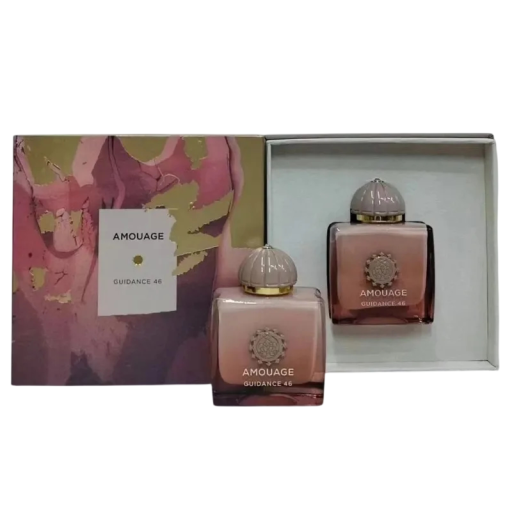 Amouage Guidance 46 parfémovaná voda 100 ml unisex eau de parfum vôňa hrušky ruže a šafránu ružová fľaštička pre ženy aj mužov