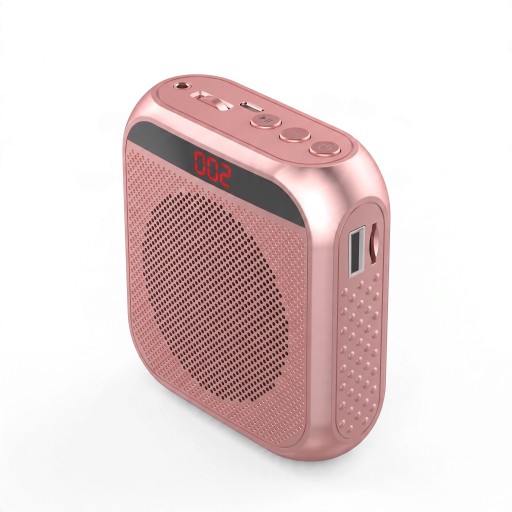 Amplificateur vocal avec microphone Méga-phone portable et haut-parleur Lecture à partir de USB et carte TF 8,4 x 2,8 x 9,2 cm Rose Pour amplifier