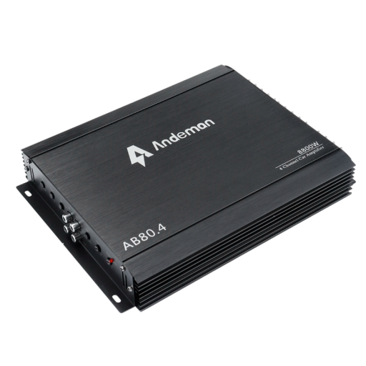 Amplificator auto Andeman AB80.4 4canal 8800 W (max) 12 V 27,6 x 20,6 x 4 cm aluminiu negru pentru difuzoare și subwoofer pasiv în mașină