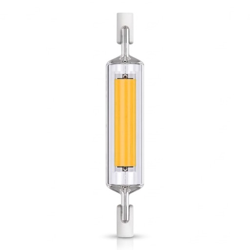 Ampoule LED tubulaire R7S 78 mm Douille double face 15 W 220 V Bande COB dans un tube transparent Blanc chaud 2700 K Pour projecteurs et luminaires