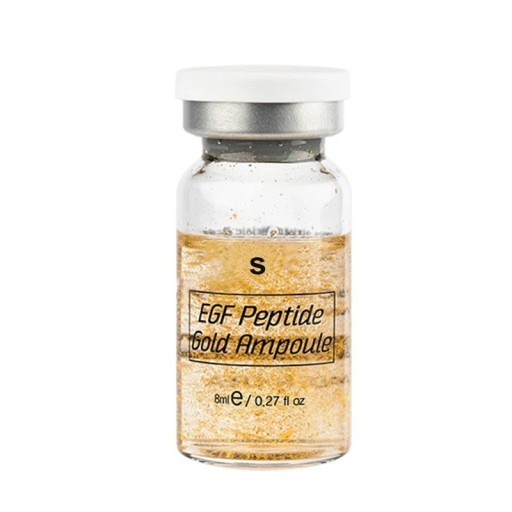 Ampulă 8 ml EGF Peptide Gold pentru reducerea vizibilității ridurilor, susținerea elasticității pielii și regenerarea pielii, în sticlă de sticlă