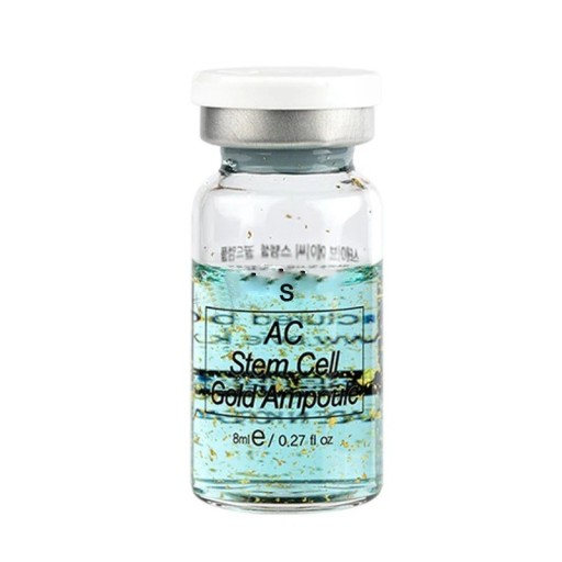 Ampule AC Stem Cell Gold 8 ml voor de verzorging van probleemhuid en gevoelige huid met een neiging tot acne en irritaties, in een glazen flesje