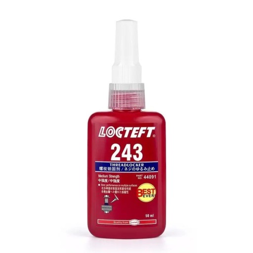 Anaeróbne závitové lepidlo 243 50 ml stredná pevnosť pre závity M20 rýchle vytvrdnutie odolné voči oleju vhodné aj na pasívne kovy