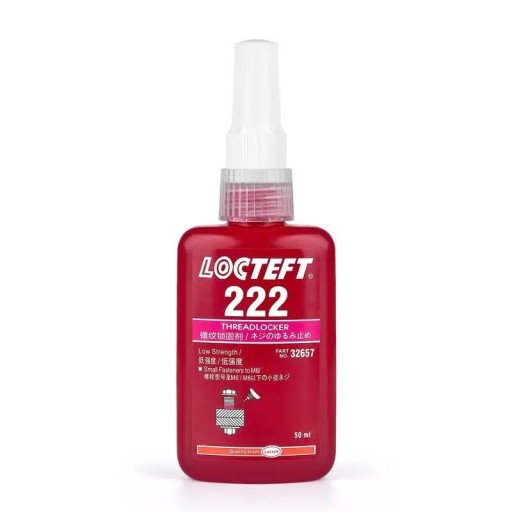 Anaerobní závitové lepidlo 222 50 ml nízká pevnost snadná demontáž pro jemné závity M2–M12 závity do průměru 1/4"