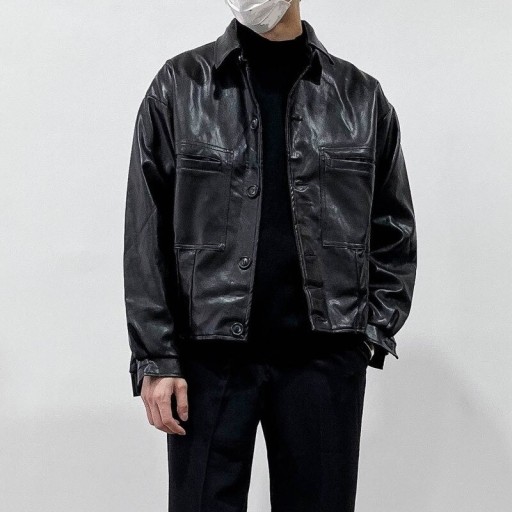 Ανδρική δερμάτινη τζάκετ F1161