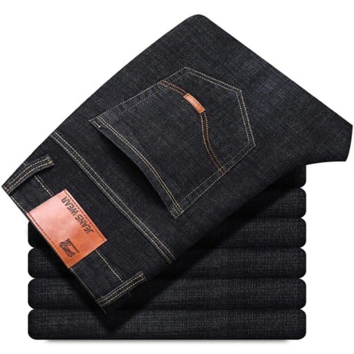 Ανδρικό άνετο τζιν παντελόνι Slim Fit Ραμμένα παντελόνια Ελαστικά τζιν Λαϊκός μοντέρνος στυλ Τζιν για καθημερινή χρήση