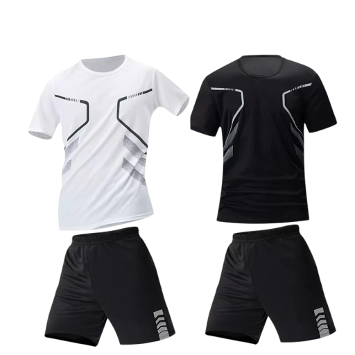 Ανδρικό αθλητικό σετ 2x μπλούζες και 2x σορτς Συμπλήρωμα με κοντό μανίκι και ελαστική μέση Πολυεστέρας Για τρέξιμο, γυμναστική και σπορ