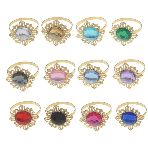 Anéis decorativos para guardanapos com pedra 24 pcs