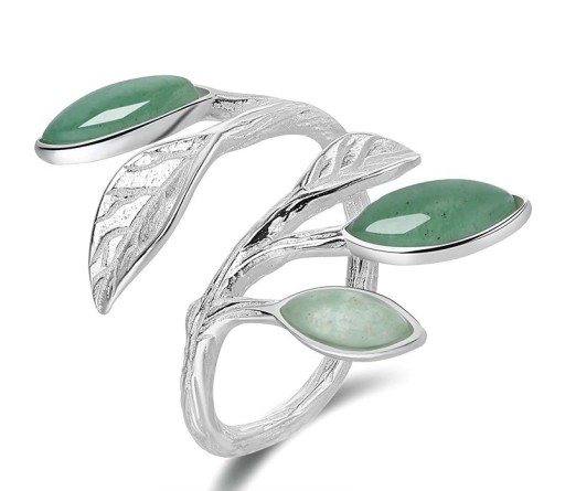 Anel feminino com folhas