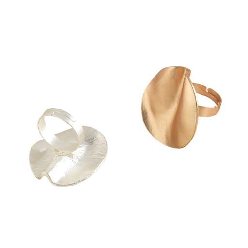 Anel feminino grande e único em forma redonda 3,1 x 1,7 x 3,3 cm Tamanho ajustável Liga de metais Superfície irregular Joia estilosa