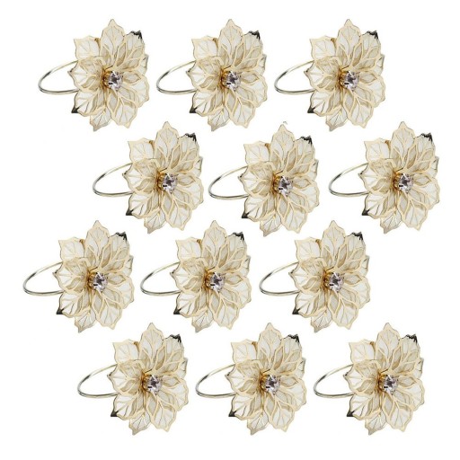 Anelli decorativi per tovaglioli con fiore 12 pz