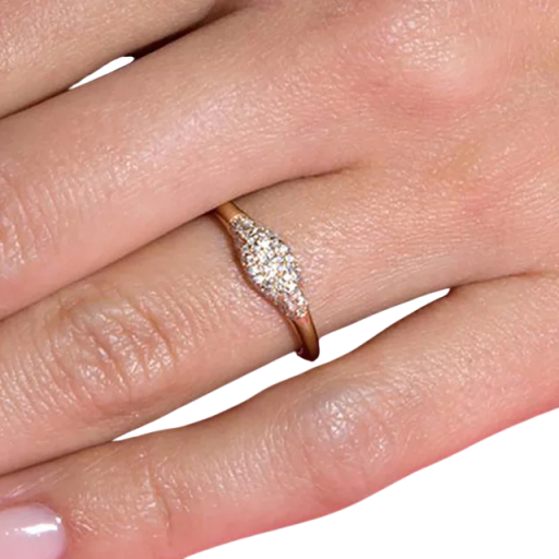 Anillo de mujer de circonio Aleación de cobre Motivo ovalado con piedras grabadas Joya elegante minimalista brillante y versátil