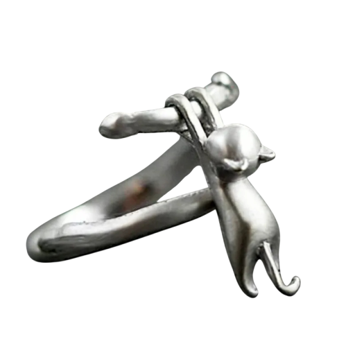 Anillo de mujer estiloso de tamaño ajustable Anillo abierto Gato en espiral Motivo animal Joya adorable para amantes de los gatos