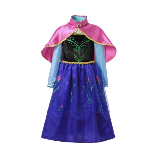 Anna do reino do gelo - Fantasia para meninas Cosplay Anna do reino do gelo Fantasia de Carnaval Máscara de Halloween Vestido de menina Anna do reino do gelo