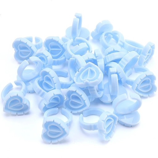 Anneau pour colle et cils en forme de cœur 50 pcs