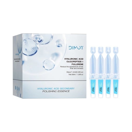 Ansigtsserum i ampuller 30 x 1,2 ml med hyaluronsyre og oligopeptid Fulleren Mod rynker Daglig kur til ansigt og hals