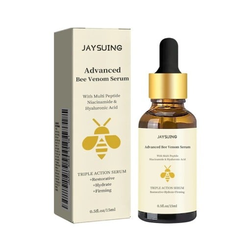 Ansigtsserum med bi-gift 15 ml med hyaluronsyre, niacinamid og peptider mod rynker til revitalisering og hydrering af huden