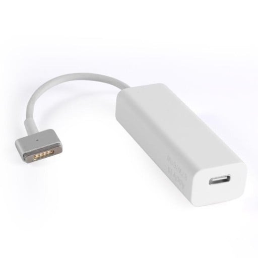 Αντάπτορας από USB-C θηλυκό σε MagSafe 2 αρσενικό για φόρτιση φορητού υπολογιστή με φορτιστή USB-C Λευκή πλαστική θήκη Διαστάσεις περίπου 15,5 x 2,4 x