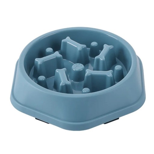 Anti-synke skål 17x20x4cm til katte og hunde med indvendige fremspring for at kontrollere hurtig fodring, forhindre mad i at synke, ergonomisk design