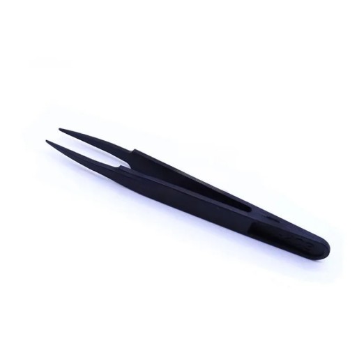 Antistatic Tweezers with Flat Square Tips for Gripping Chips and Fine Mechanical Parts during Watch and Electronics Repairs