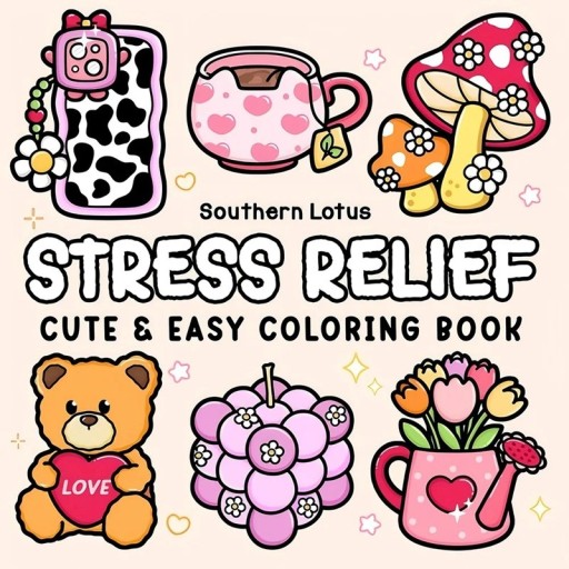 Antistress kleurboeken Stress Relief met schattige motieven 20×20 cm eenvoudige afbeeldingen om in te kleuren voor kinderen en volwassenen