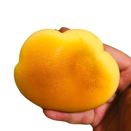 Antistress-Knetspielzeug in Form von Gebäck, weiche squishy Handspielhilfe, gelb-orange zur Stressbewältigung und Entspannung